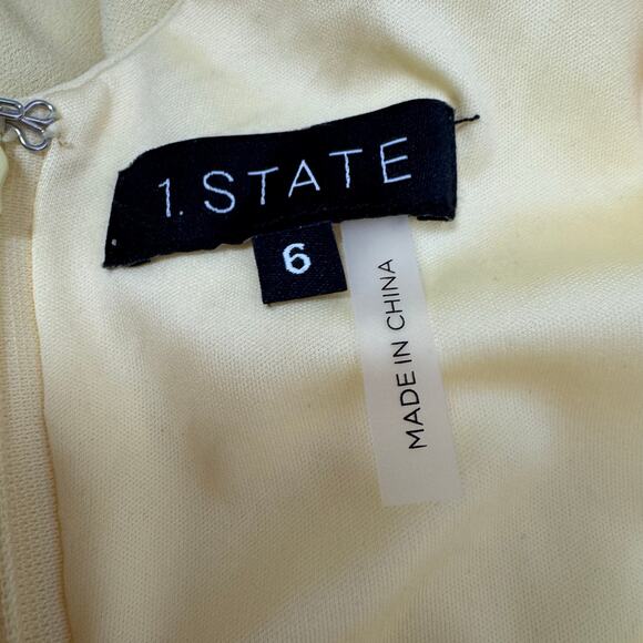 1.State Women's Light Yellow Ruffle Hem Solid Spaghetti Strap Mini Dress Size 6 - Picture 4 of 6